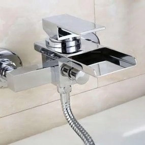 Fali kádtöltő csaptelep EYN SK3542 LED-világítással és vízeséses kifolyóval, króm, ezüst és fekete-fehér kivitelben