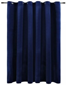 sötétkék bársony sötétítőfüggöny fémkarikákkal 290 x 245 cm