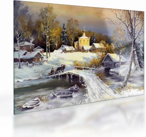 Kép - téli város (üvegen) (70x50 cm)