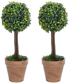 2 db zöld gömbalakú cserepes műpuszpáng 33 cm