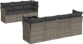 vidaXL 8 részes szürke polyrattan kerti ülőgarnitúra párnákkal