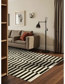 Fekete-fehér kétoldalas kézi szövésű gyapjú szőnyeg 200x300 cm Donna – Hanse Home