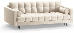 Krémszínű bársony kinyitható tárolóhelyes kanapé 222 cm Bali – Cosmopolitan Design