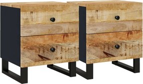 vidaXL 2 db tömör mangófa éjjeliszekrény 40 x 33 x 46 cm