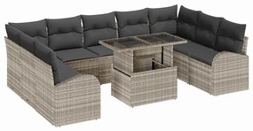 Kerti Kanapé Szett tárolóval 10 pcs Világosszürke Poli rattan