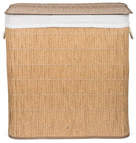 G21-es 150 literes szennyeskosár elválasztókkal, rattan utánzat, fehér betéttel