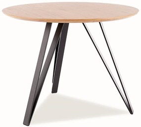 Tölgyfa étkezőasztal fekete lábakon TETIS 100x100
