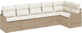 vidaXL Kerti Kanapé Szett tárolóval 6 pcs Bézs polirattan