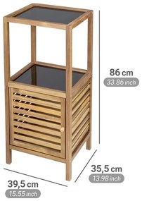 Fekete-natúr színű akácfa alacsony-keskeny fürdőszoba szekrény 39,5x86 cm Fondi – Wenko