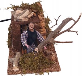 Mozgatható Betlehem Figura 'favágó Felboruló Fával- 12cm-es figurákhoz