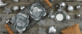 Kép - ezüst karácsonyi dekoráció (120x50 cm)