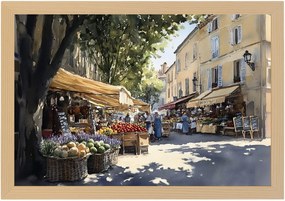 Poszter Keret Fa Akvarell Franciaország Provence Piac Tér 60x40