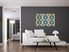 Kép - Retro virágminta (90x60 cm)