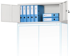 Felsőszekrény iratszekrényre EWA, 900 x 380 x 400 mm, szürke