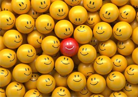 Fotótapéta Mosolygó gömbök öröm sárga és piros 208x146 +ragasztó