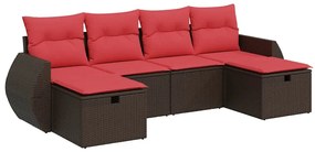 vidaXL 6 részes barna polyrattan kerti ülőgarnitúra párnával