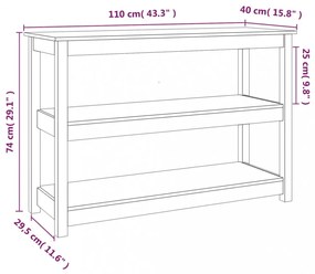 fehér tömör fenyőfa tálalóasztal 110x40x74 cm