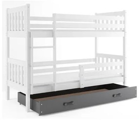 Gyermek emeletes ágy CARINO tárolóhellyel 80x160 cm - fehér Szürke