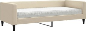 vidaXL krémszínű szövet kanapéágy matraccal 80 x 200 cm