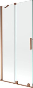 Mexen Velar, 2 szárnyas eltolható kádparaván 95 x 150 cm, 8mm átlátszó üveg, rózsaszín arany, 896-095-000-01-60