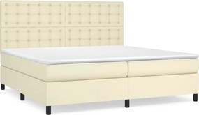 vidaXL krémszínű műbőr rugós ágy matraccal 200 x 200 cm