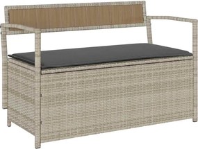 vidaXL világosszürke polyrattan kerti tárolópad párnával