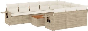 vidaXL 11 részes bézs polyrattan kerti ülőgarnitúra párnákkal