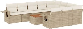 vidaXL 11 részes bézs polyrattan kerti ülőgarnitúra párnákkal