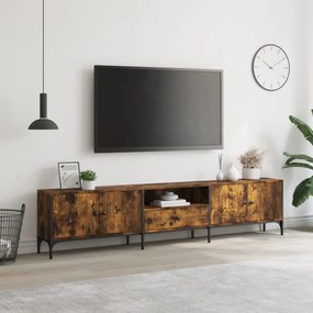 füstös tölgy színű szerelt fa TV-szekrény fiókkal 200x25x44 cm