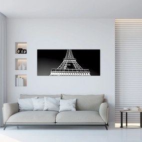 Kép - Eiffel-torony, fekete-fehér (120x50 cm)