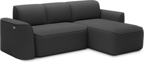 Antracitszürke buklé sarokkanapé (jobb oldali-heverő résszel) Ume – ELTAP