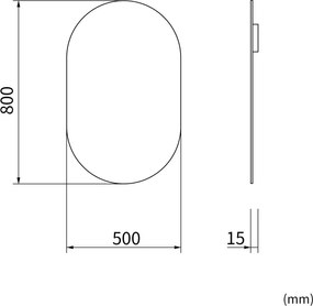 Erga Oval, ovális tükör 50x80cm, ERG-V01-OVAL-5080-CL