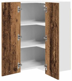 Függő szekrény Riga Régi fa és fehér 57 x 57 x 80 cm Faanyag