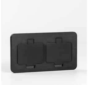 Solight 5B323B - Kültéri beépített padló dupla aljzat IP55 fekete négyszögletes