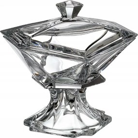 Bohemia Origami Saláta tálaló Üveg Bomboniera snack fedővel 23,5 cm