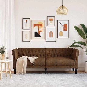 Chesterfield kanapé Barna 201.5 x 74.5 x 74.5 cm Műbőr velúr