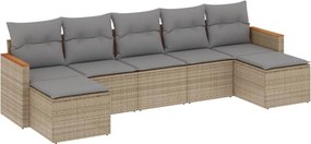 vidaXL 7 részes vegyes bézs polyrattan kerti ülőgarnitúra párnákkal