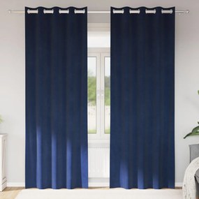 Függönyök függönyökkel 2 pcs Sötétkék 140 x 260 cm Bársony