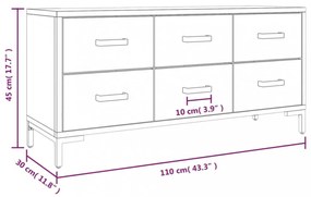 fekete újrahasznosított tömör fenyőfa tárolópad 110x35x45 cm