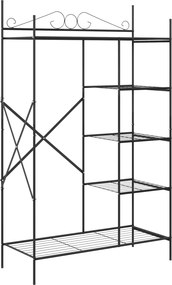 vidaXL Nyitott Szekrény polcokkal Fekete 104,5 x 45 x 172 cm Acél