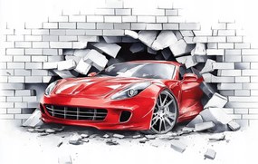 Fotótapéta Flizelina Gyerekek 3D Fali Tégla Autó 152,5x104 ragasztó