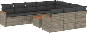 vidaXL 11 részes szürke polyrattan kerti ülőgarnitúra párnákkal