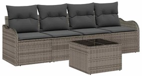 vidaXL Kerti Kanapé Szett Szürke polirattan