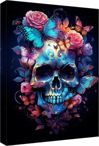 3D Fali Vászonkép Modern Fa Keret Koponya 40x60 cm