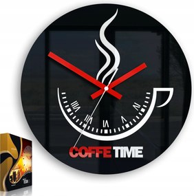 Csésze alakú falióra Coffe Time II Black&amp;Red Kerek