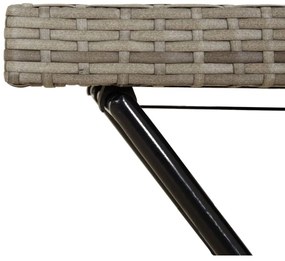 szürke összecsukható polyrattan tálcaasztal 65 x 40 x 75 cm