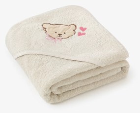 Goldea gyermek frottír fördőlepedő csuklyás - mackó bézsen 100 x 100 cm