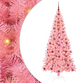 Karácsonyfa 300 LED-del állvánnyal Rózsaszín 210 cm PVC