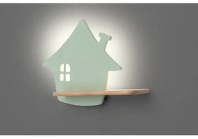 LED gyerekszoba falilámpa polccal HOUSE LED/4W/230V zöld/fa