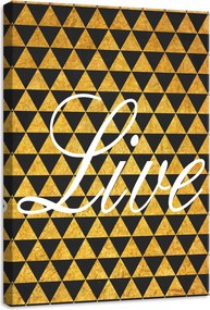 Vászonkép 50x70 Absztrakt háromszögek geometrikus arany fekete fehér modern